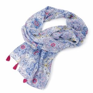 Mark & Hall Blue Paisley Scarf Lightweight Polyester Wrap Shawl 77”x24”